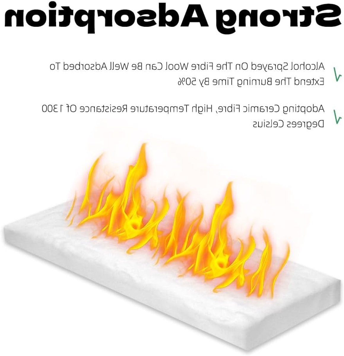 4 Stuks Keramische Wol voor Bio-ethanol, 300 x 100 x 25 mm, Vuur Wadding en Spons voor Ethanol Haarden, Haardaccessoires en Kachelonderdelen