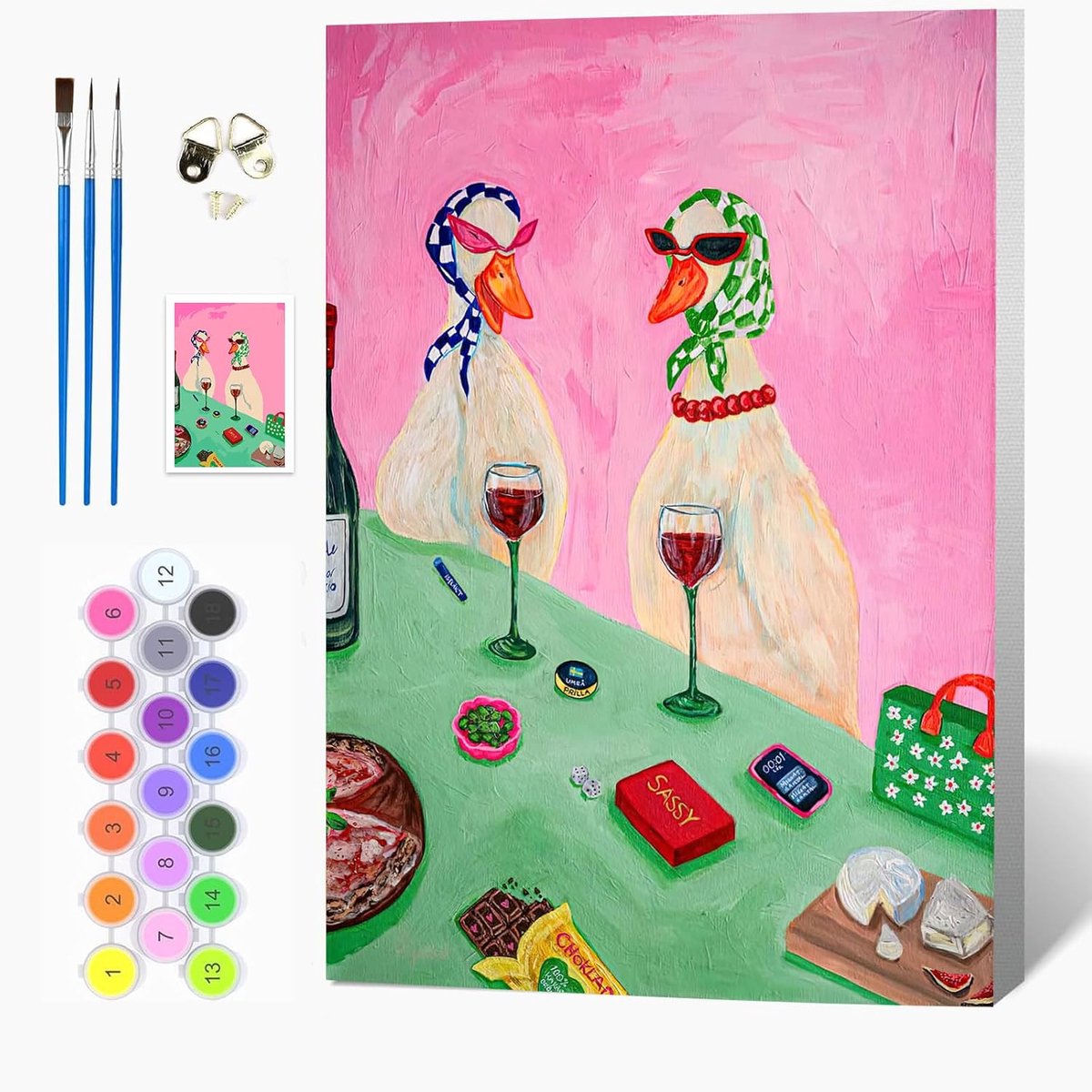 SnelShoppen - Retro Schilderen op Nummer Set - Olieverf voor Volwassenen en Kinderen - Eendverf op Nummers - Compleet met Houten Frame, 20x30 cm, Doe-