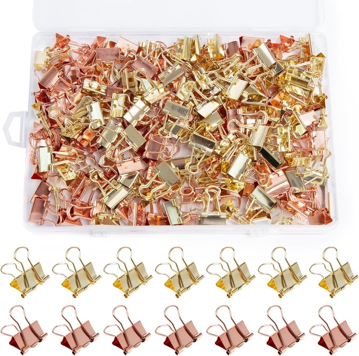 Ronte - Vouwklemmen 15 mm - Binderclips Goud & Roségoud - 200 stuks