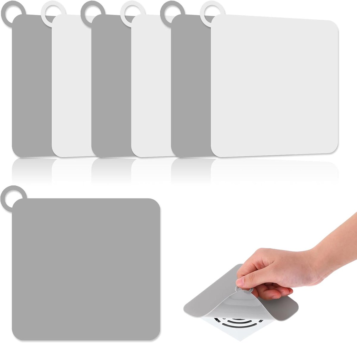 SnelShoppen - Anti-Odour Douche Afvoer Cover, Vierkante Siliconen Afvoerstopper, Geurvrije Afvoer Mat voor Badkamer, Keuken, Douche, Toilet, 15x15 cm