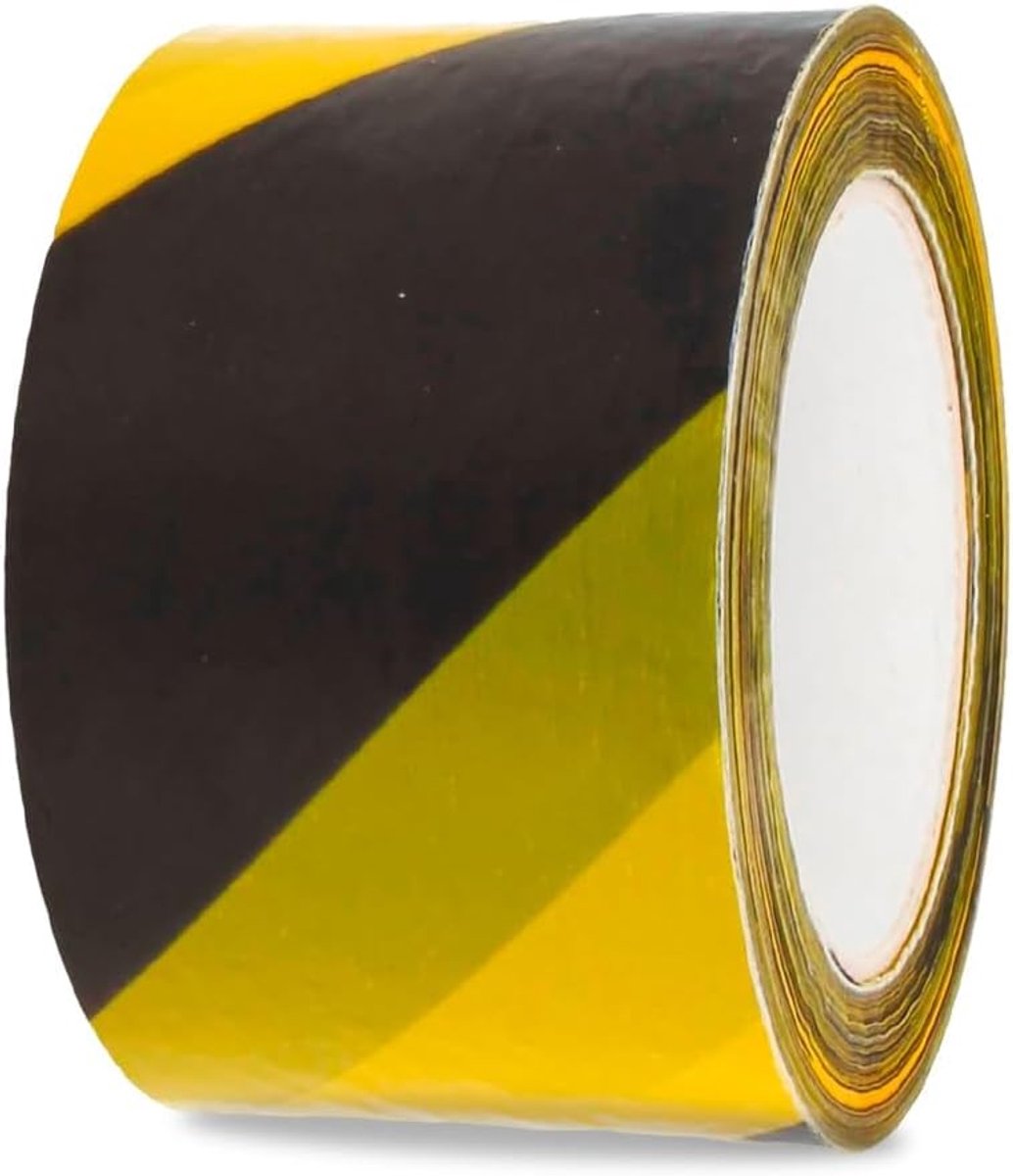 SnelShoppen - Gele en zwarte niet-plakband - Veiligheidsafscherming tape - Waterdicht en flexibel PVC - 70mm x 500m voor waarschuwingen en gevaarlijke