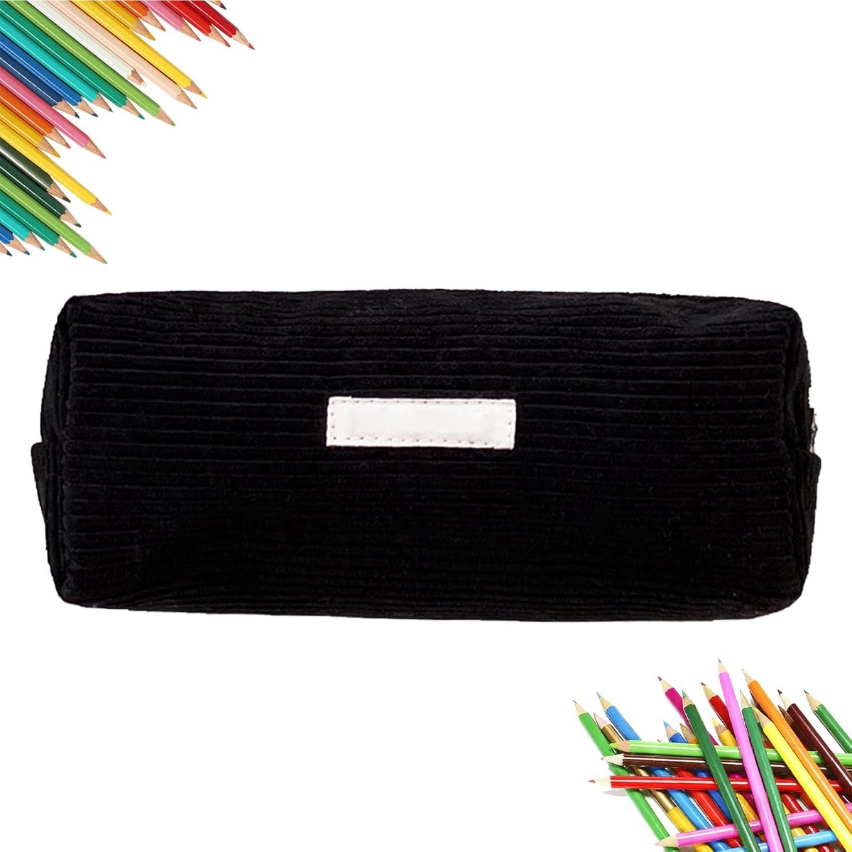 SnelShoppen - Pennen Etui, Draagbare Pennenhouder, Grote Capaciteit, Stationaire Pocket voor Bureau, School Benodigdheden, Kantoor, School, Reis, Zwar