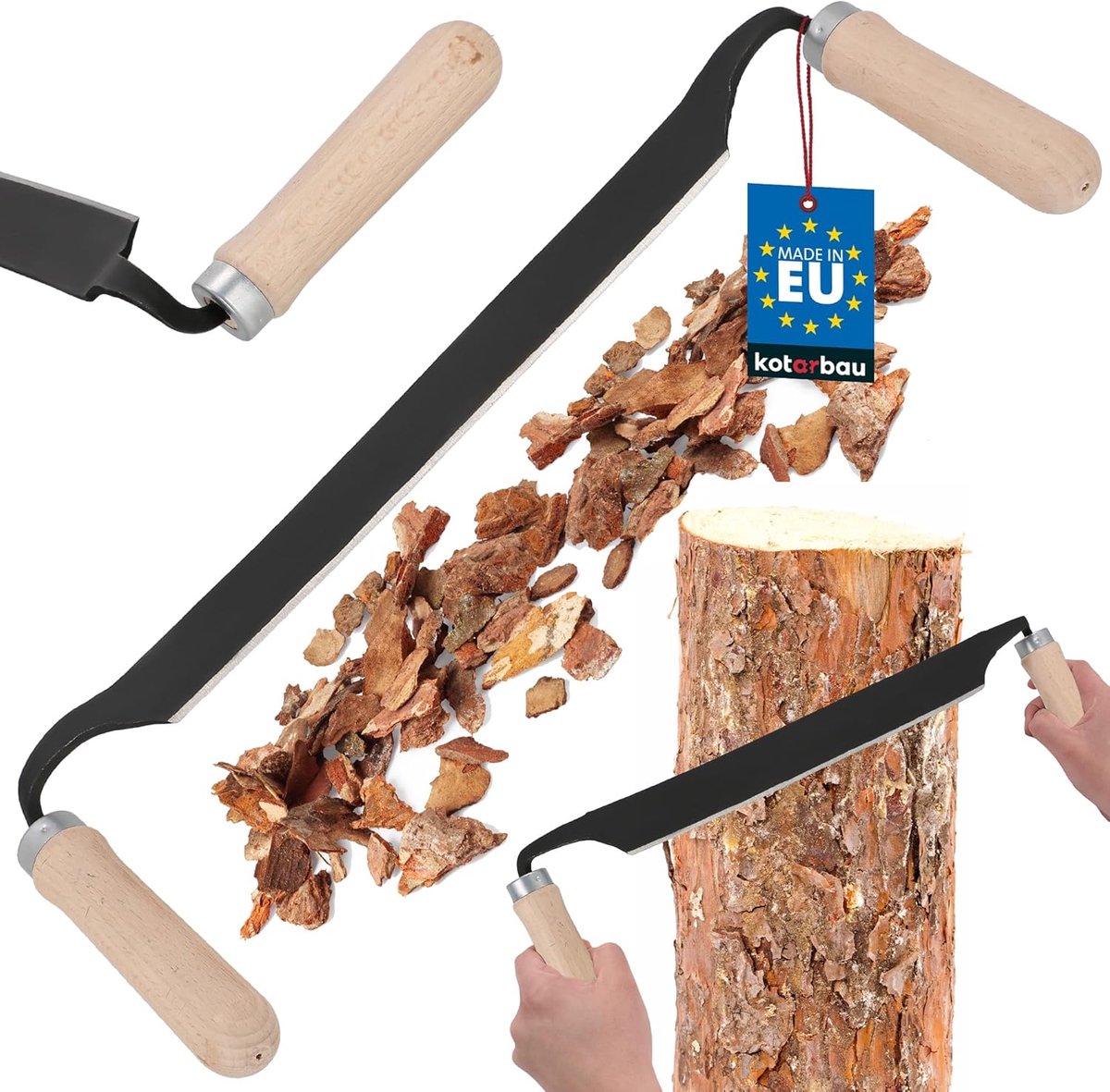 SnelShoppen - Pull Knife - Bark Knife - 280 mm - Ergonomisch Houten Handvat - Geforgeerd Staal - Duurzaam en Lichtgewicht - Ideaal voor Houtbewerking