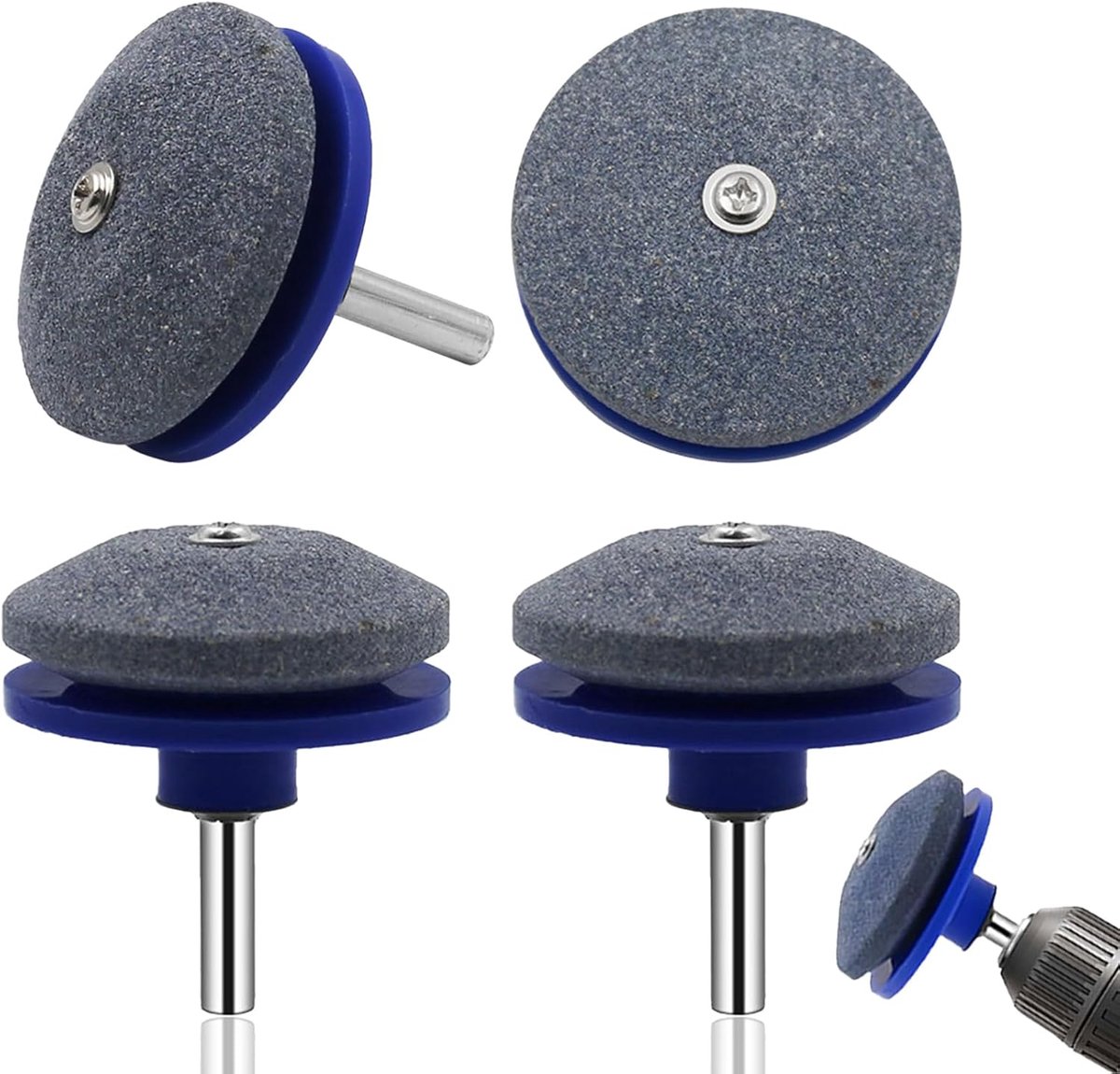SnelShoppen - Professionele Grasmaaier Mes Slijper, Universele Mes Slijper voor Elektrische Boormachine, Tuingereedschap, Blauw, Set van 4