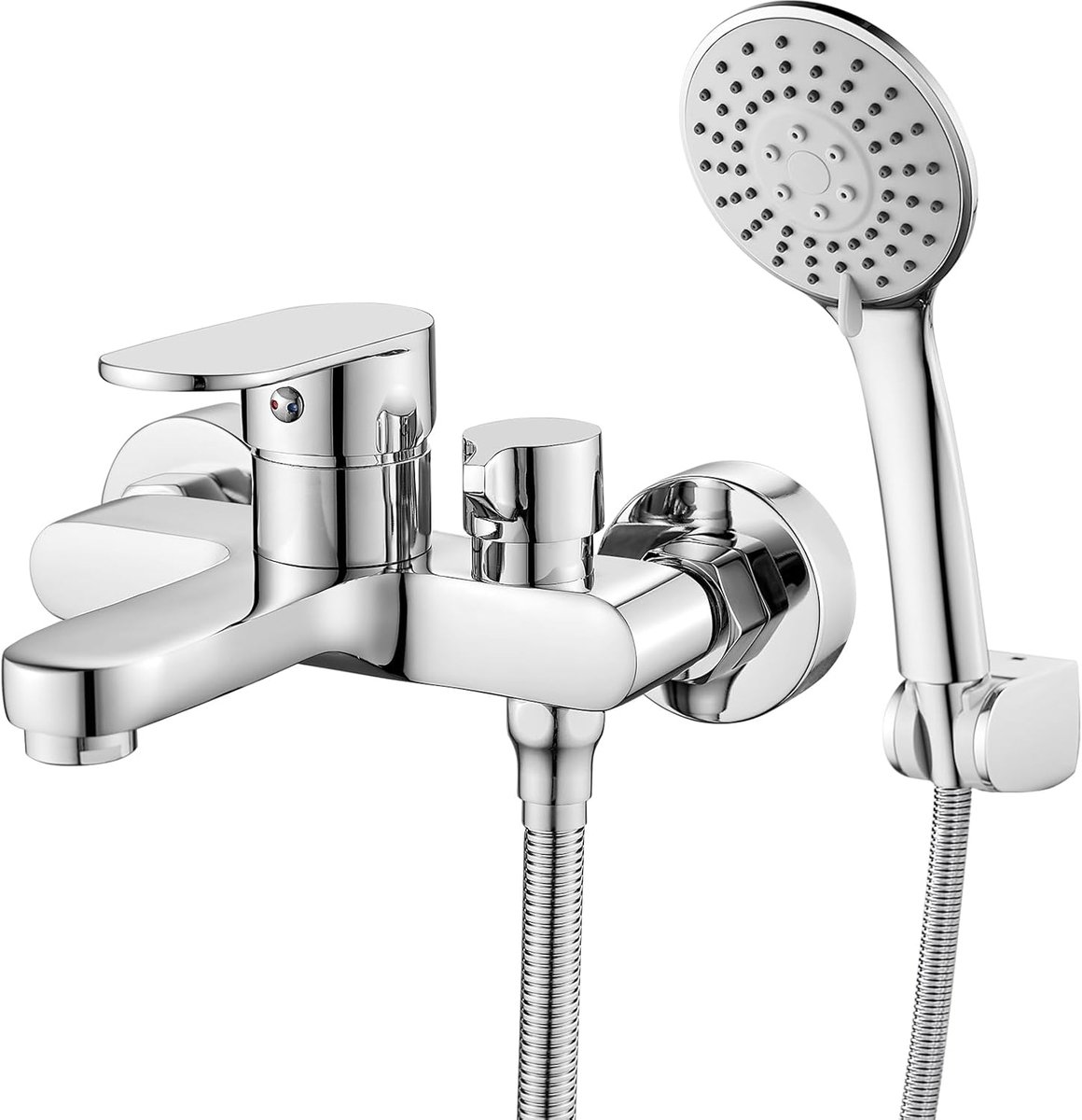 SnelShoppen - Badkraan met Handdouche Mengkraan - Chroom - 3 Functies - Wandmontage - Hoogwaardige Messing - 150mm - Modern Design voor Badkamer
