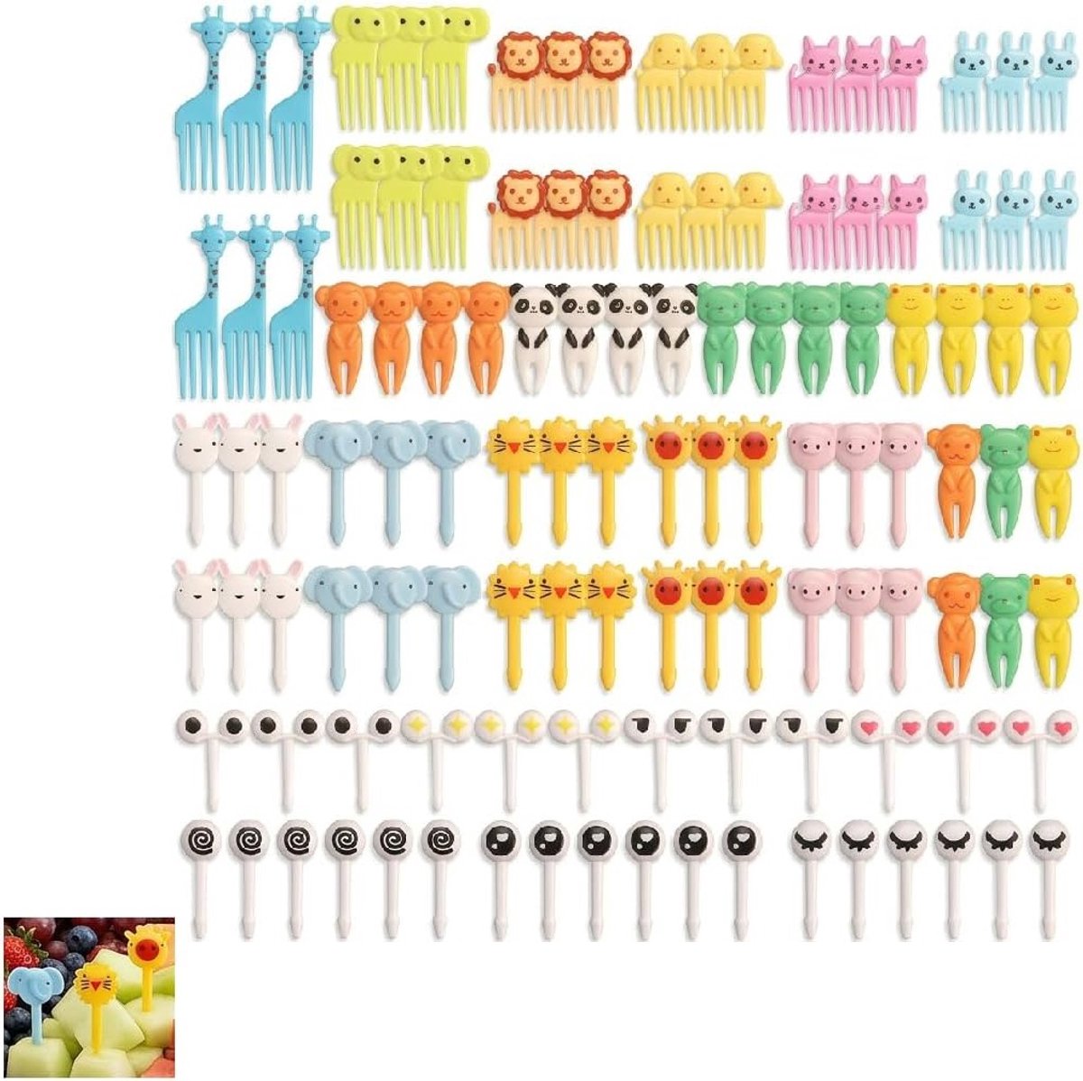 120 Stuks Dieren Fruit Vorken voor Kinderen - Mini Vorken voor Bento Box, Fingerfood, Snack Picks en Party Accessoires