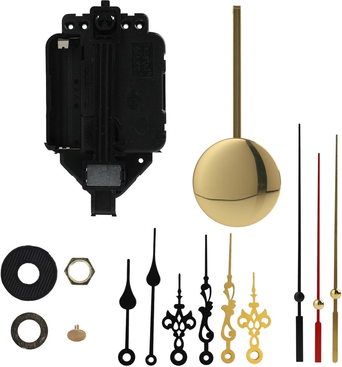 SnelShoppen - Quartz Klok Mechanisme met Pendule Compleet Set voor Reparatie en Creatie van Klokken, Inclusief Drie Pairs Wijzers, Batterij Aangedreve