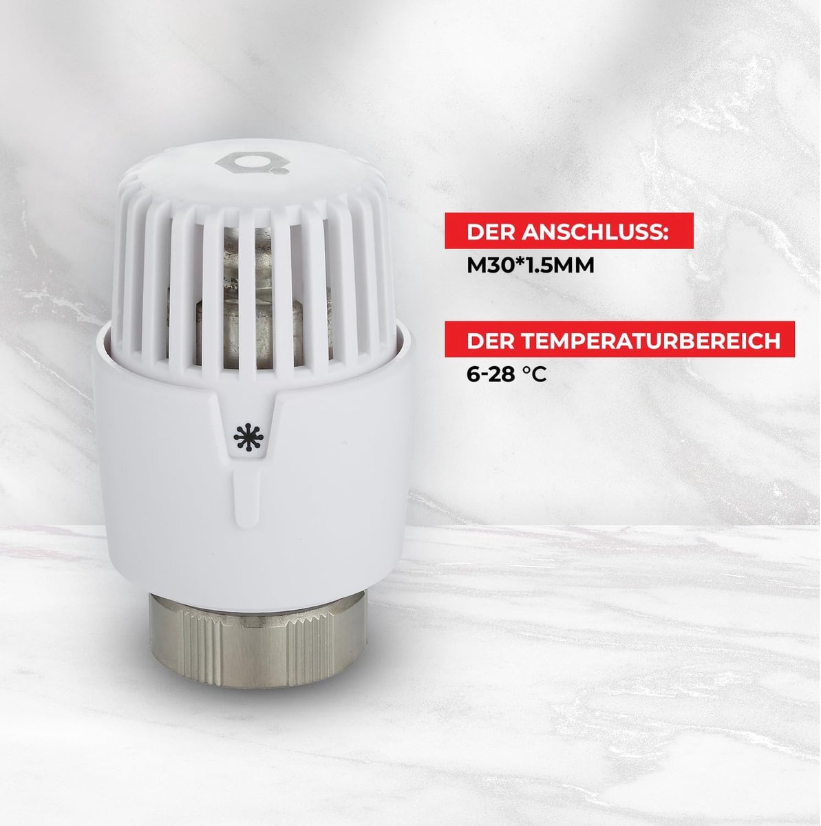 SnelShoppen - Radiator Thermostaat met Sensor - Precisie Thermostaatkop voor M30 x 1.5 Ventielen - Vorstbescherming & Eenvoudige Installatie - Duurzaa