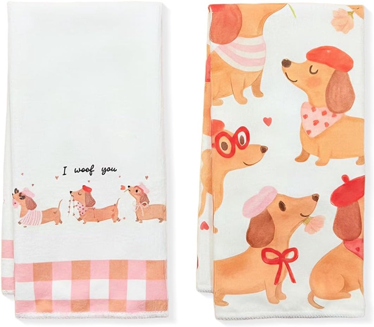 Thijox - Set van 2 theedoeken met teckel, microvezel keukendoeken 40 x 60 cm, herbruikbare en super absorberende theedoeken voor hondenliefhebbers