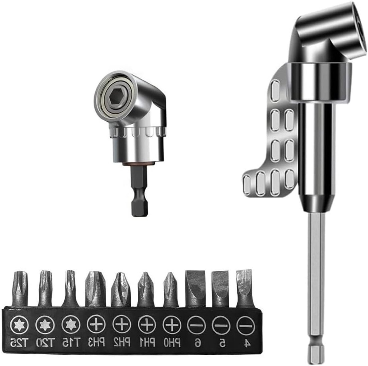 Hoekschroevendraaier opzetstuk voor accuschroevendraaier met 1/4 inch hex shank, flexibel en ideaal voor krappe ruimtes