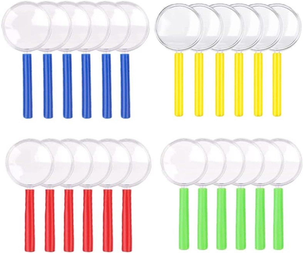 SnelShoppen - 24 Stuks Vergrootglas voor Kinderen - Mini Plastic Handheld - Ideaal voor Feestjes, Verjaardagen en Educatieve Activiteiten - Veilig en