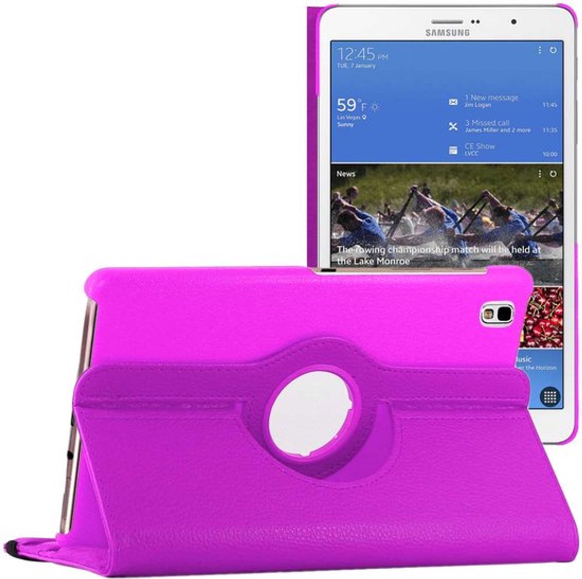 ebestStar - Hoes geschikt voor Samsung Galaxy Tab Pro 8.4 SM-T320, Roterende Etui, Case, 360° Draaibaar hoesje, Paars