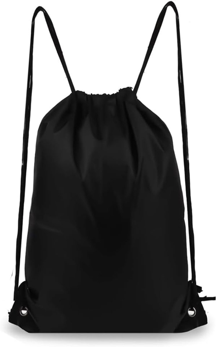 Thijox - Gymtas met trekkoord, PE-tas, zwemtas, sporttas, rugzak voor fitness, reizen, zwemmen, strand, zwart, lichtgewicht 42x34 cm