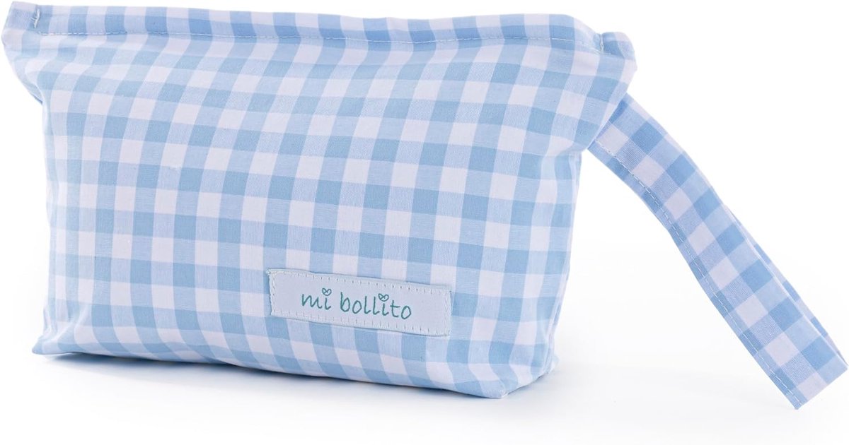 SnelShoppen - Baby Toilettas - Verzorgingstas van Katoen - Praktische Organizer voor Babyverzorging - Blauw Vichi - Compact en Lichtgewicht - Ideaal v