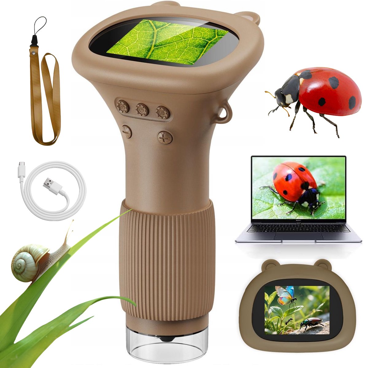 Dubbellaagse Documentmap - Opbergmap - 341000x Microscoop voor kinderen - Digitale microscoop - 2 inch IPS - 8 LED-verlichting - Handmicroscoop - foto en video - 600 mAh - voor natuur en educatie - 3-12 jaar