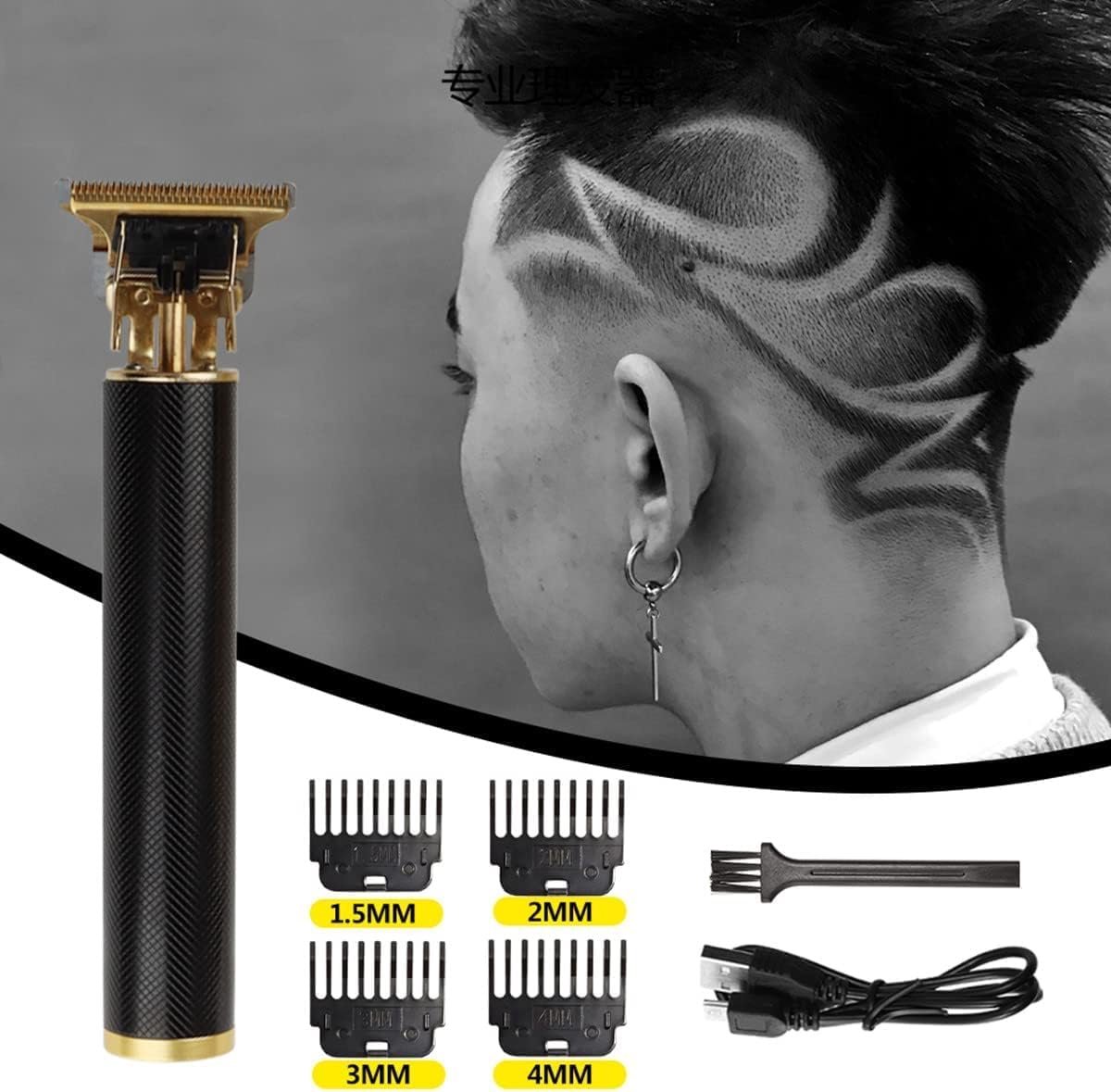 SnelShoppen - Draadloze Professionele Haartrimmer T-Blade Trimmer Oplaadbare Baardtrimmer 4 Opzetkammen Haarverzorgingsset voor Mannen
