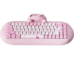 SnelShoppen - Draadloos Mechanisch Toetsenbord 65% Hot Swap Gaming Toetsenbord met RGB Verlichting en Kawaii Kat Silicone (Roze, Cocoa Cream v2)