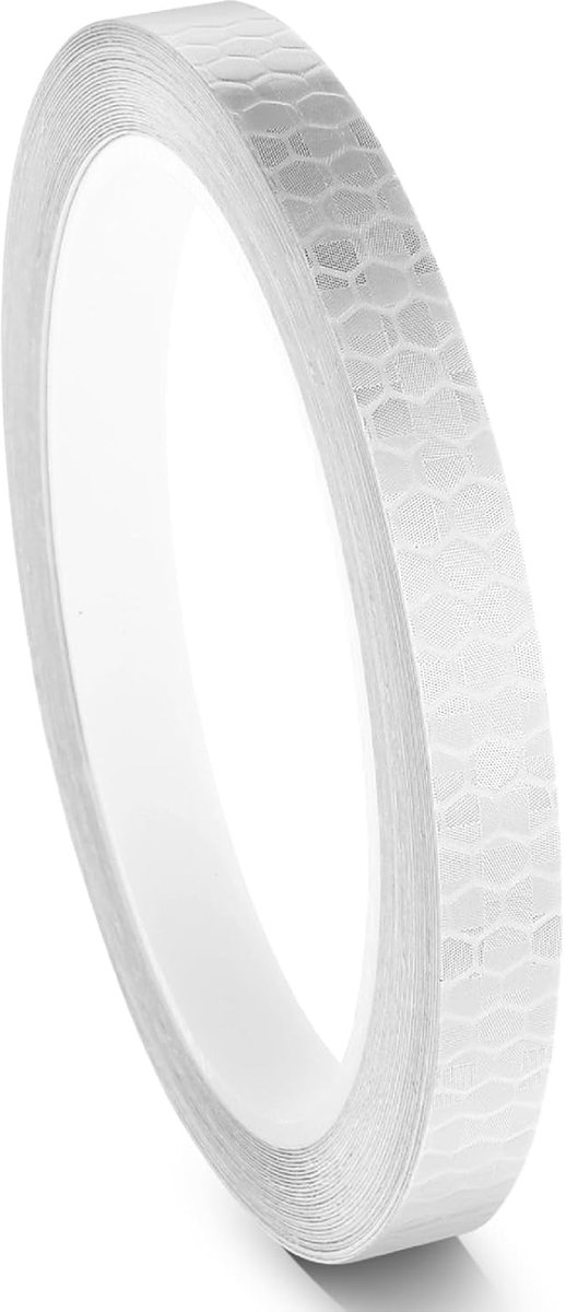 SnelShoppen - Reflecterende Tape Zelfklevend 10 mm x 8 m Veiligheidsstrip Waterdicht PVC voor Buiten Sport Fietshelm Trailer Wit
