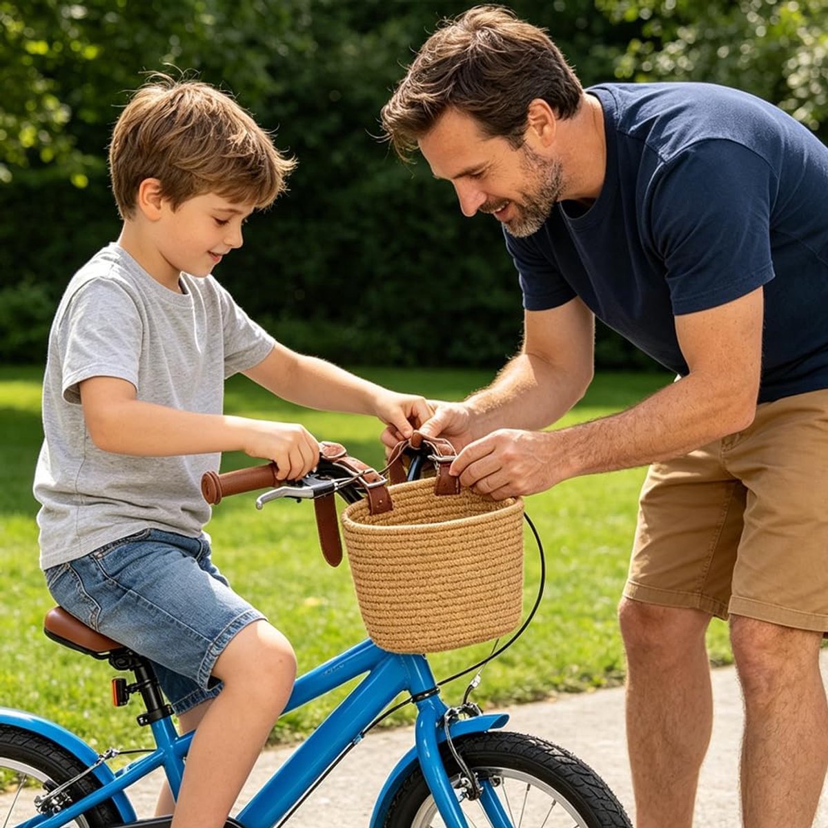 SnelShoppen - Fietsmand Voor Kinderen - Afneembare Katoenen Fietsmand Voor Meisjes - Handvat Mand Voor Kinderfiets - 20x15x15 cm - Perfect Voor Fietse