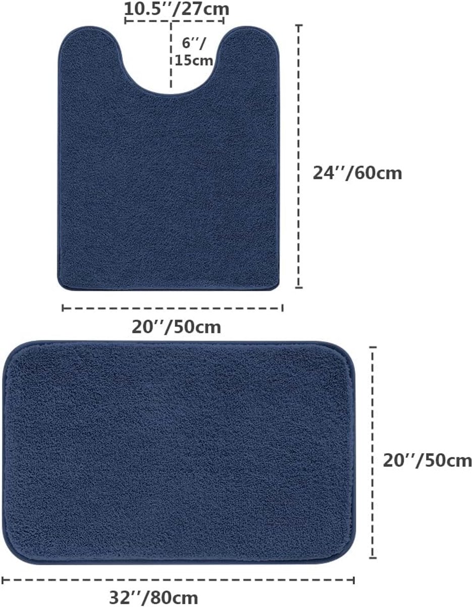 SnelShoppen - Badmat - Extra Dikke & Super Zachte Toiletmat - Antislip en Hoge Absorptie - Sneldrogend en Wasbaar - 50 x 80 cm + 50 x 60 cm U-Vormig (
