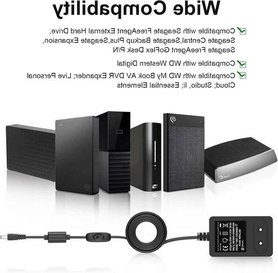 AC stroomadapter 12V voor externe harde schijven van Merkloos — afbeelding 2
