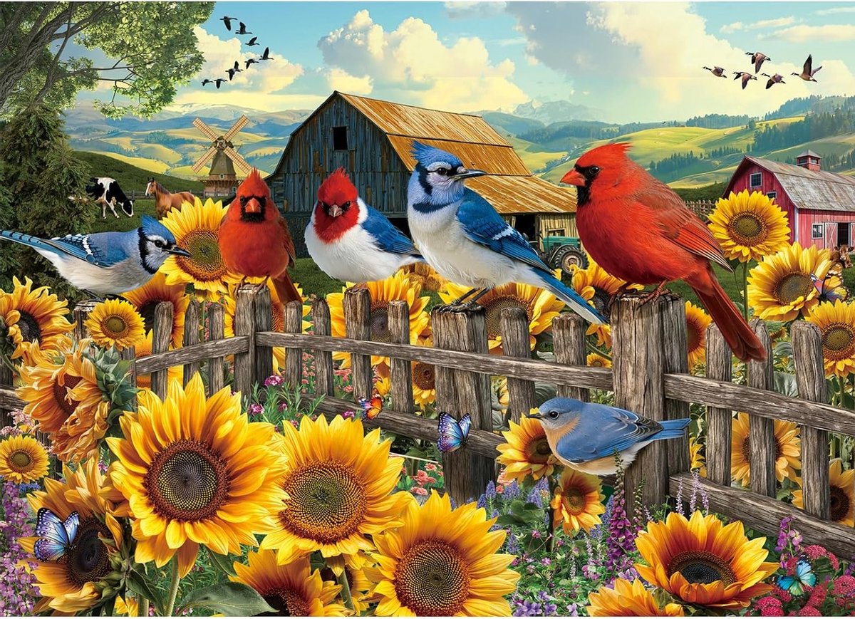 Puzzel 1000 stukjes voor volwassenen met landvogelidylle | Matte oliedruk, stofvrij en hoge grip voor uren puzzelplezier