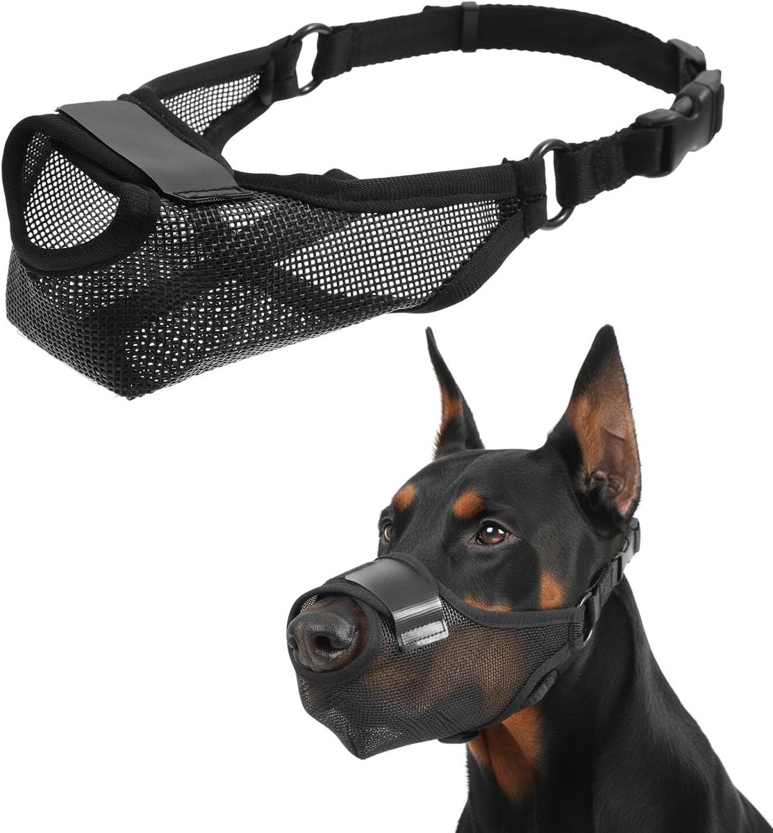 Hondenmuilkorf voor Grote Rassen, Ademend en Zacht Ontwerp, Verstelbaar voor Huskies en Dobermans, Geschikt voor Drinken en Hijgen