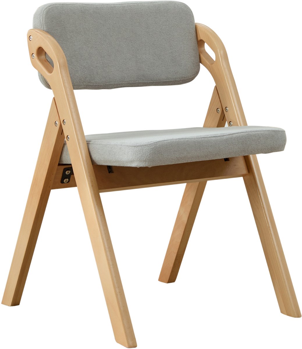 in& out door furniture Opvouwbare stoelen met gestoffeerde zittingen van massief hout (beukenhout), stapelbare eetkamerstoelen (set van 2), als extra stoelen voor keuken, kantoor, bruiloft, feest, picknick.Grijs