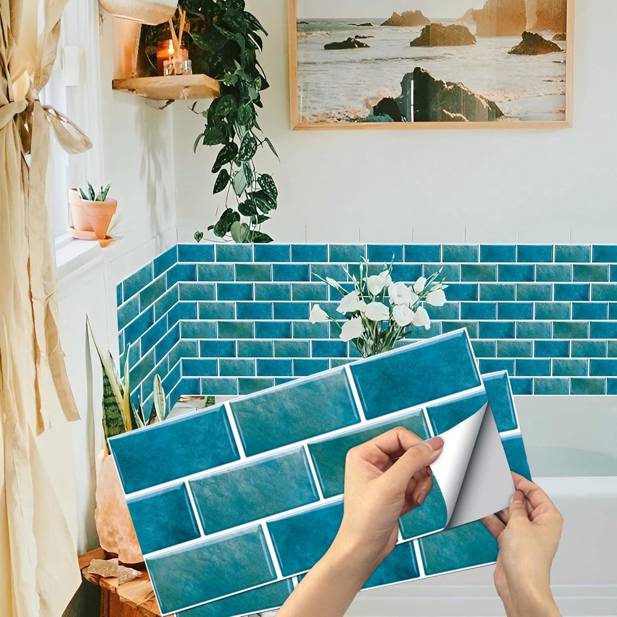 SnelShoppen - 24 Vellen Tegel Stickers - Zelfklevende Vinyl Achterwand Tegels - Waterdicht en Vetbestendig - Retro Stijl - DIY Decoratie voor Keuken e