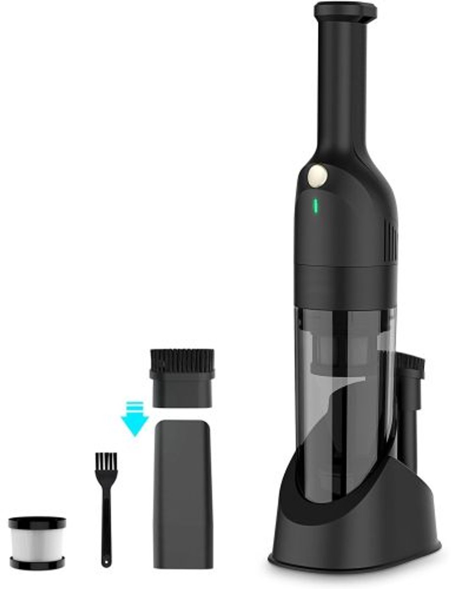 Draadloze handstofzuiger auto 10000Pa zuigkracht twee standen vierlaags HEPA filter - lichtgewicht mini stofzuiger met voetstuk accessoires auto thuis kantoor huisdierhaar