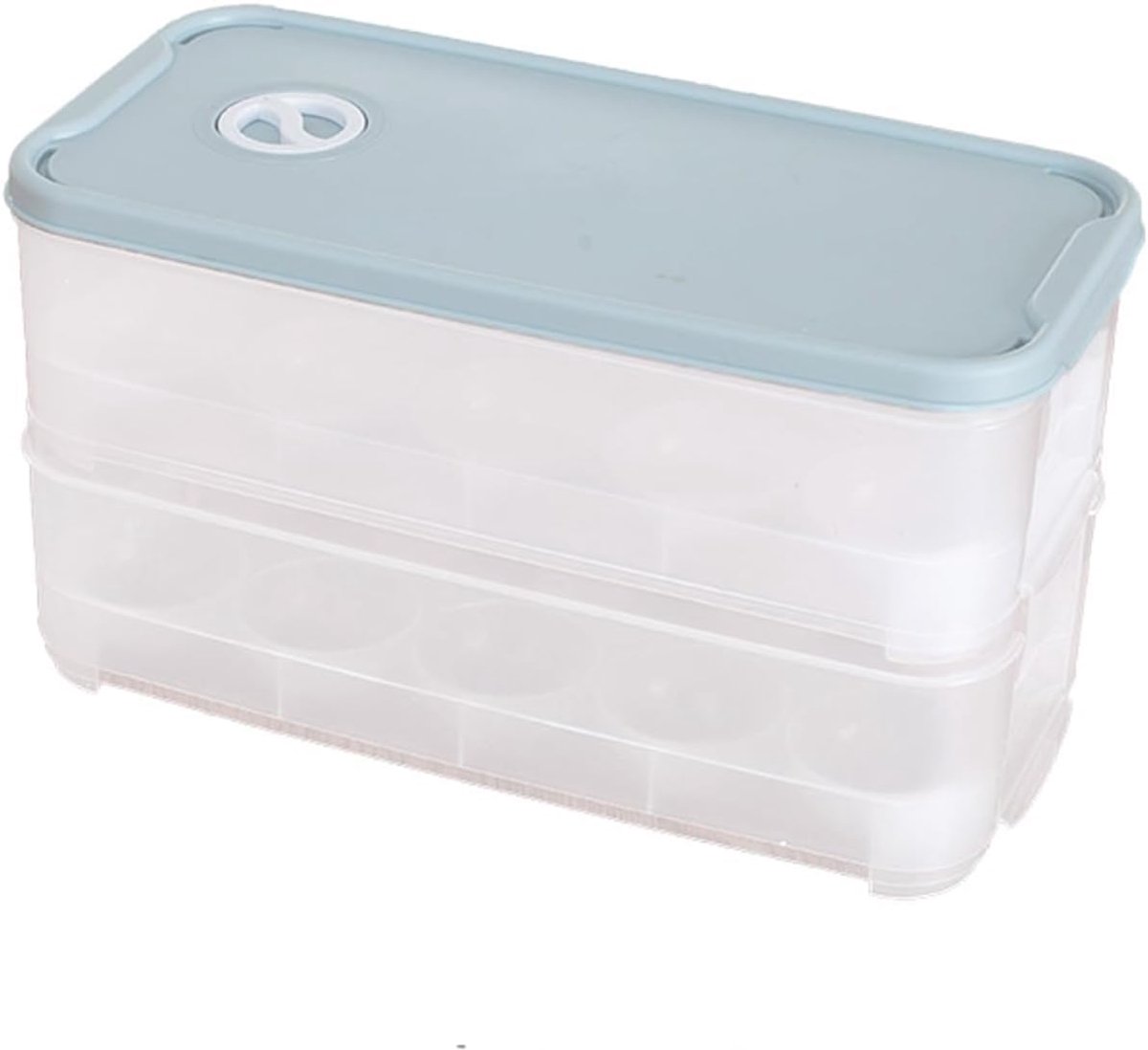 SnelShoppen - 2pcs Eierslager Box, 10 Eieren Houder met Deksel, Plastic Koelkast Transportdoos voor Keuken (Blauw, Dubbele Laag)