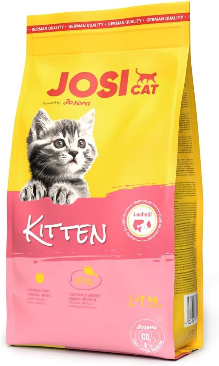 SnelShoppen - Premium Droogvoer voor Kitten - JosiCat Josera (1 x 1.9 kg) - Hoogwaardige Ingrediënten - Energierijk en Voedzaam - Zonder Tarwe, Soja,
