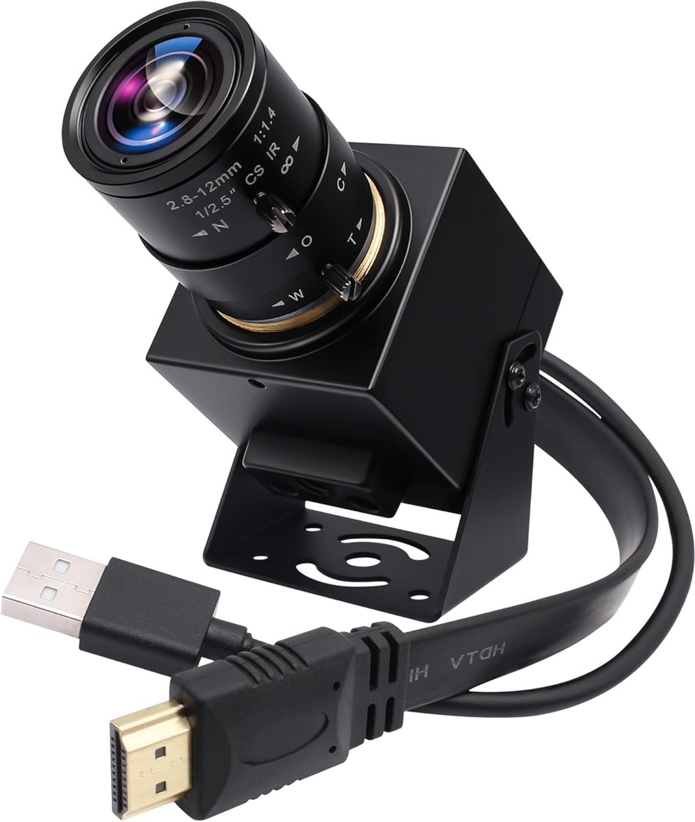 Thijox - 4K USB-HDMI Camera met Handmatige Zoom, 2,8-12 mm Variabele Lens, Plug-and-Play voor Streaming, Industrie en Thuisvideo's