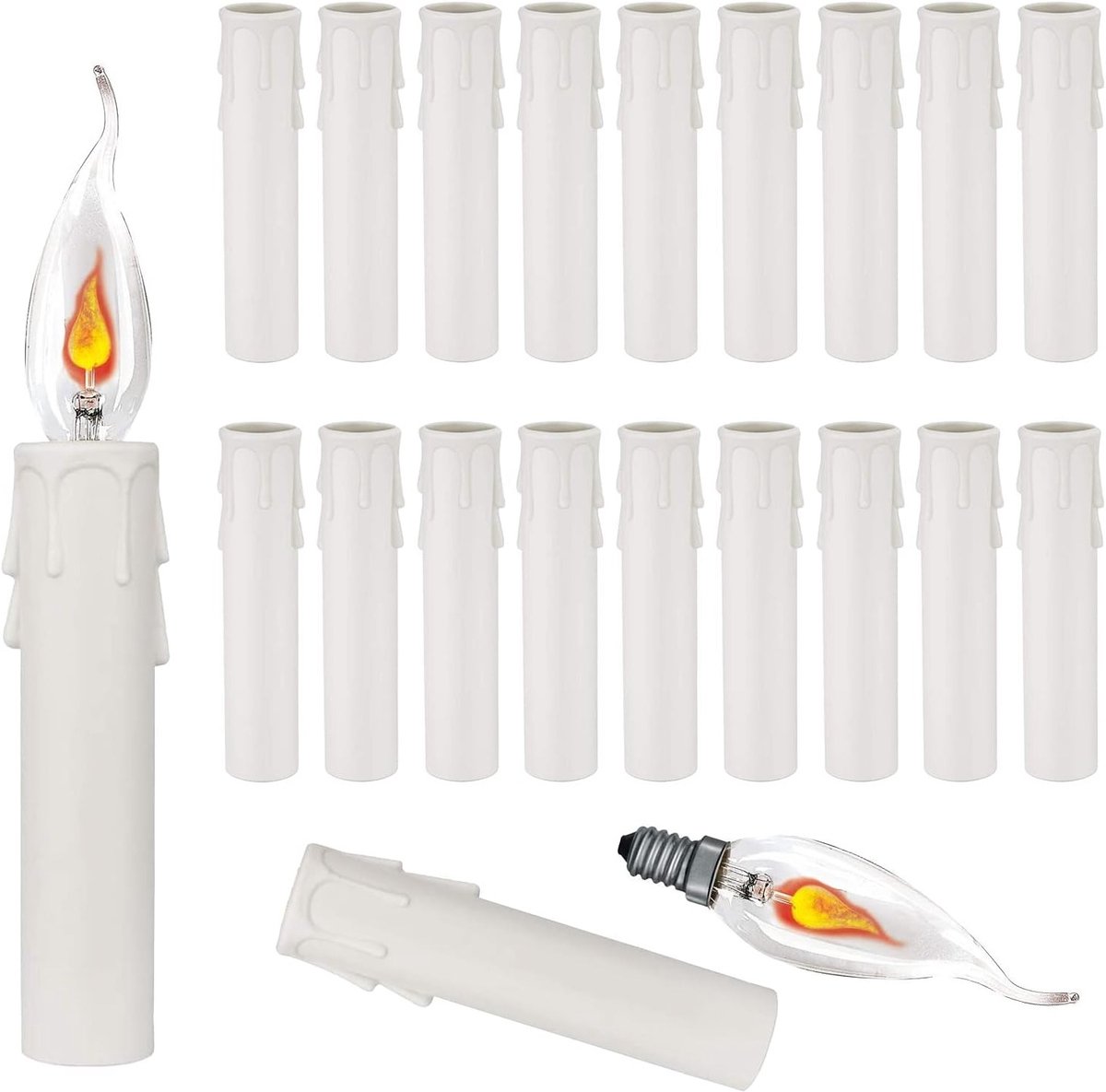 Candle Sleeves voor Kandelaar - E14 Lampenhouder van Plastic voor Wand- en Hanglampen, Wit