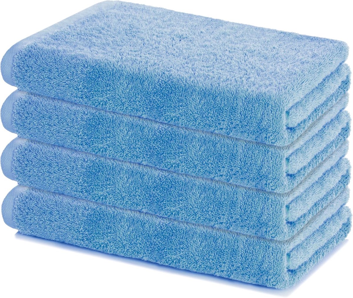 SnelShoppen - Set van 4 Douchetowels 40x70 cm - Zachte en Absorberende Badhanddoeken - 100% Katoen - Oeko-TEX 100 - Dolphin Blauw voor Badkamer, Gaste