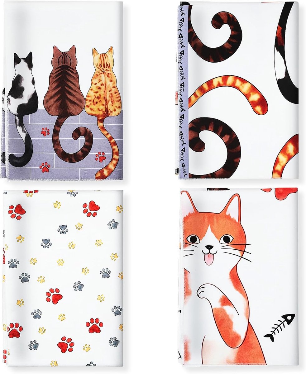 SnelShoppen - Keukenhanddoeken Winter XL 70x48 cm, Super Absorberend, 4 Stuks, Theedoeken met Elegante Patronen voor Snel Drogen van Borden en Keukenr