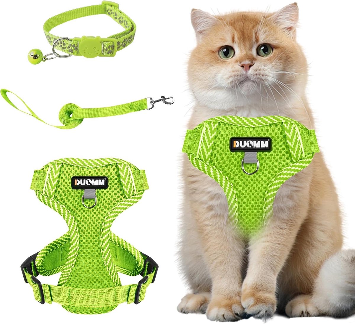 SnelShoppen - Cat Harness and Leash Set - Verstelbare Kattenharnas en Leiband - Reflecterende Strepen - Ontsnappingsbestendige Kat Vest Harnas met Lea