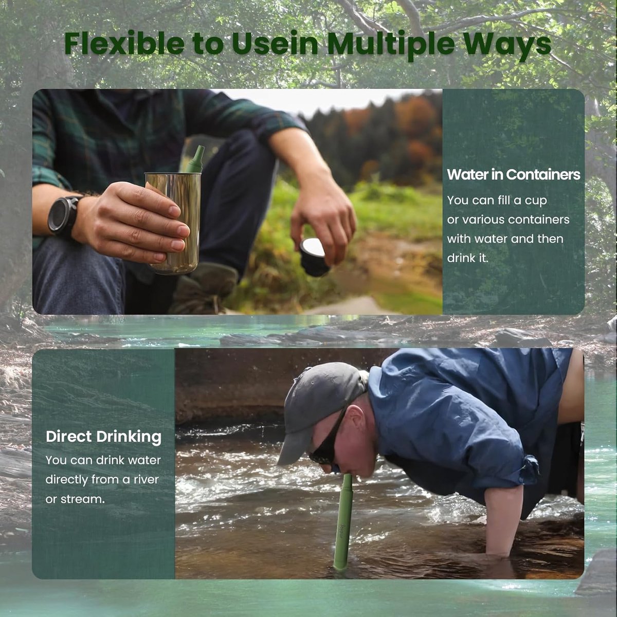 SnelShoppen - Waterfilter voor buiten, camping, survival, hiking, noodgevallen - Hoge filterprestaties, verwijdert 99.99% bacteriën, virussen, deeltje