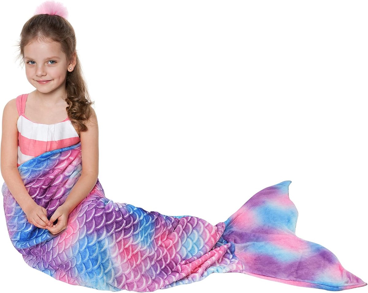 SnelShoppen - Catalonia Classy Mermaid Blanket - Cuddly Fleece Deken, Slaapzak voor Thuis en Buiten, 155 x 50 cm, Roze, Meisjes en Vrouwen