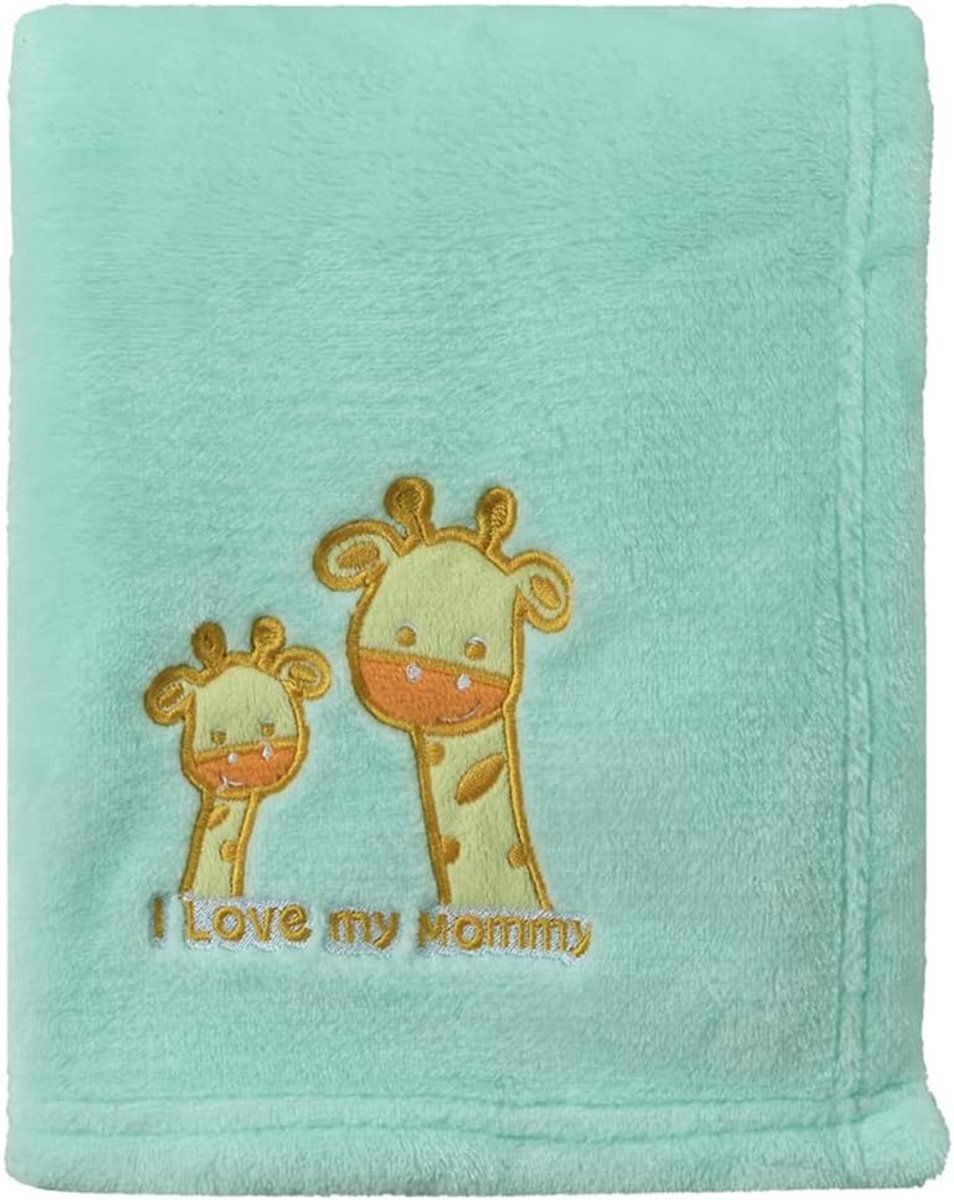 SnelShoppen - Fluffy Warm Fleece Dekentje 75x100cm voor Baby's en Peuters - Groene Giraffe - Lichtgewicht en Huidvriendelijk - Perfect voor Bed, Wieg