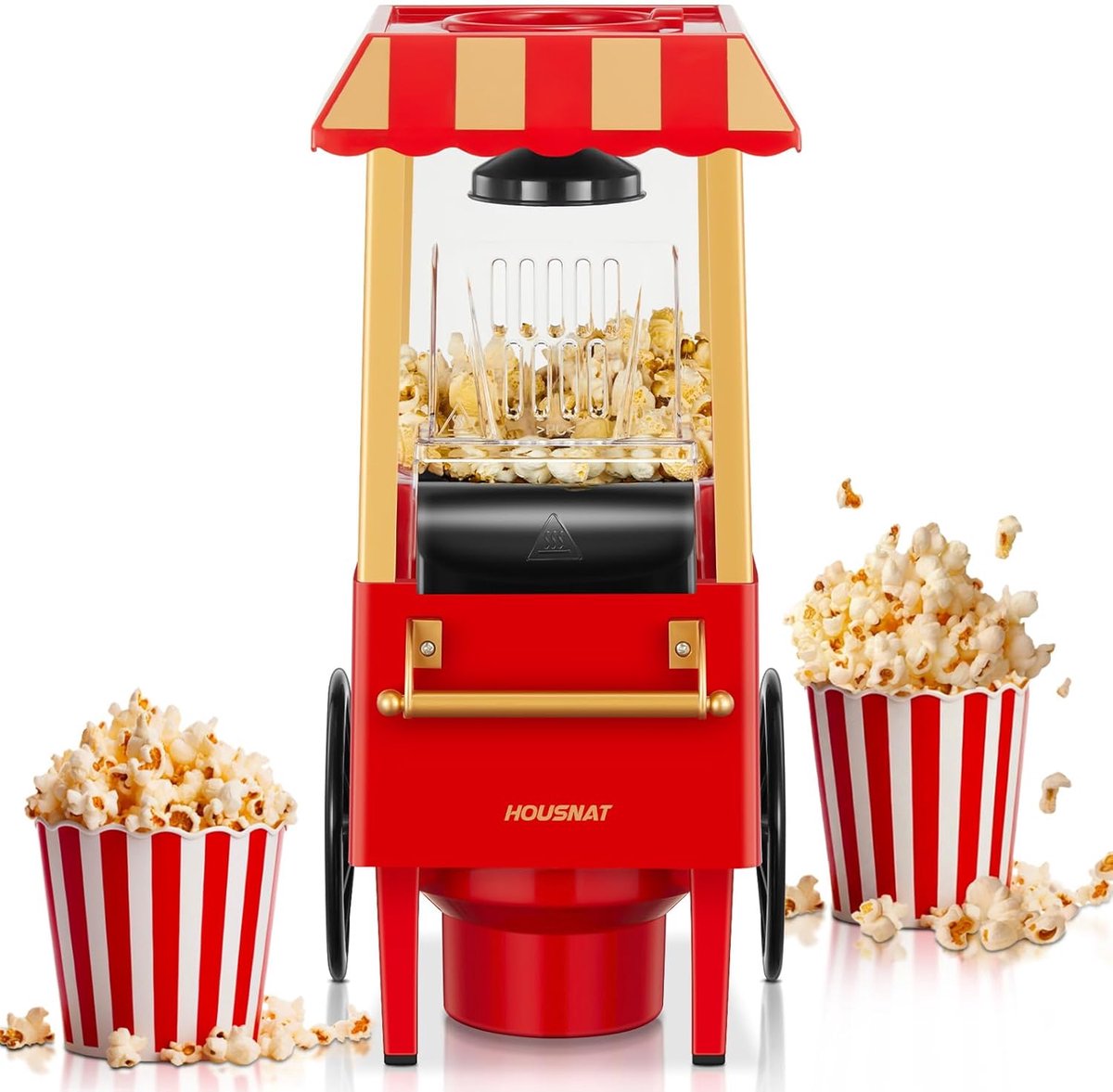 SnelShoppen Popcorn Machine 1200W Snelle Verwarming Gezond en Vetvrij Ideaal voor Feesten Camping Kinderen Keuken Familie Vermaak