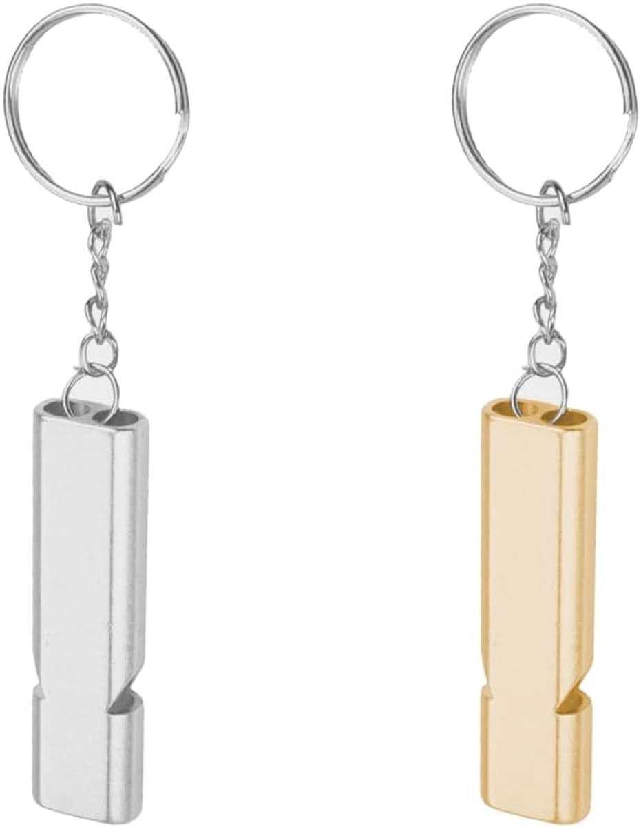SnelShoppen - 2 Stuks Metaal Noodfluitjes met Sleutelhanger - Duurzame Aluminium Alloy Fluiten voor School, Gym, Buitenactiviteit, Kamperen, Hiken, Ja
