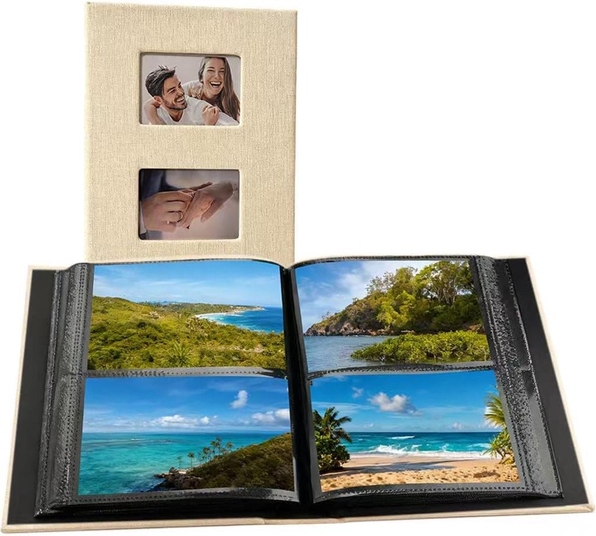 SnelShoppen - Fotoalbum Insteekalbum 10 x 15 cm voor 200 Foto's - Linnen Familiealbum, Bruiloftsalbum, Babygroeialbum, Verjaardagsalbum, Hoogwaardig C