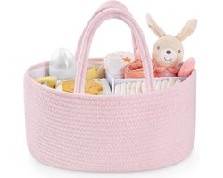 SnelShoppen - Maliton Luiertafel-organizer, Babyorganizer, Opbergmand, Luiercaddy met Vakken en Handgrepen, Lichtroze, Perfect voor Pasgeborenen