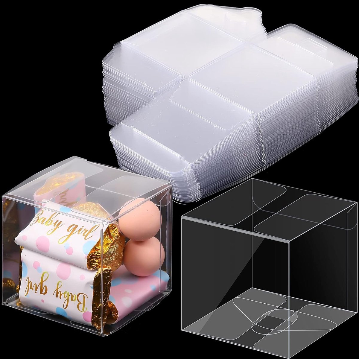 SnelShoppen - 50 Transparante PET Dozen 2x2x2 Inch - Perfecte Cadeau Verpakking voor Bruiloften, Feesten en Babyshowers - Doorzichtig, Ruimtebesparend