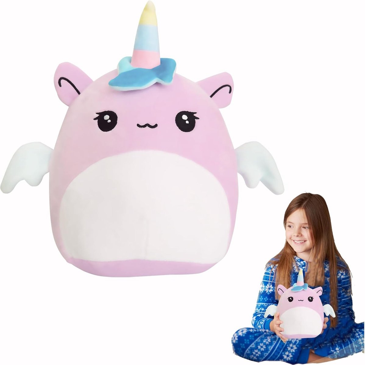 SnelShoppen - Unicorn Knuffelkussen voor Meisjes, Zacht Pluche Kussen, Schattige Eenhoorn Knuffel voor Kinderen, Verjaardag, Valentijn, Feest, Sofa, S