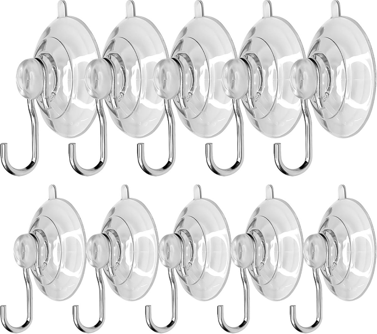 SnelShoppen - Suction Cup Hooks 10 Stuks 30/40mm Transparant met Metalen Haak | Zuignappen zonder Boren voor Badkamer, Keuken, Tegels, Raamdecoratie