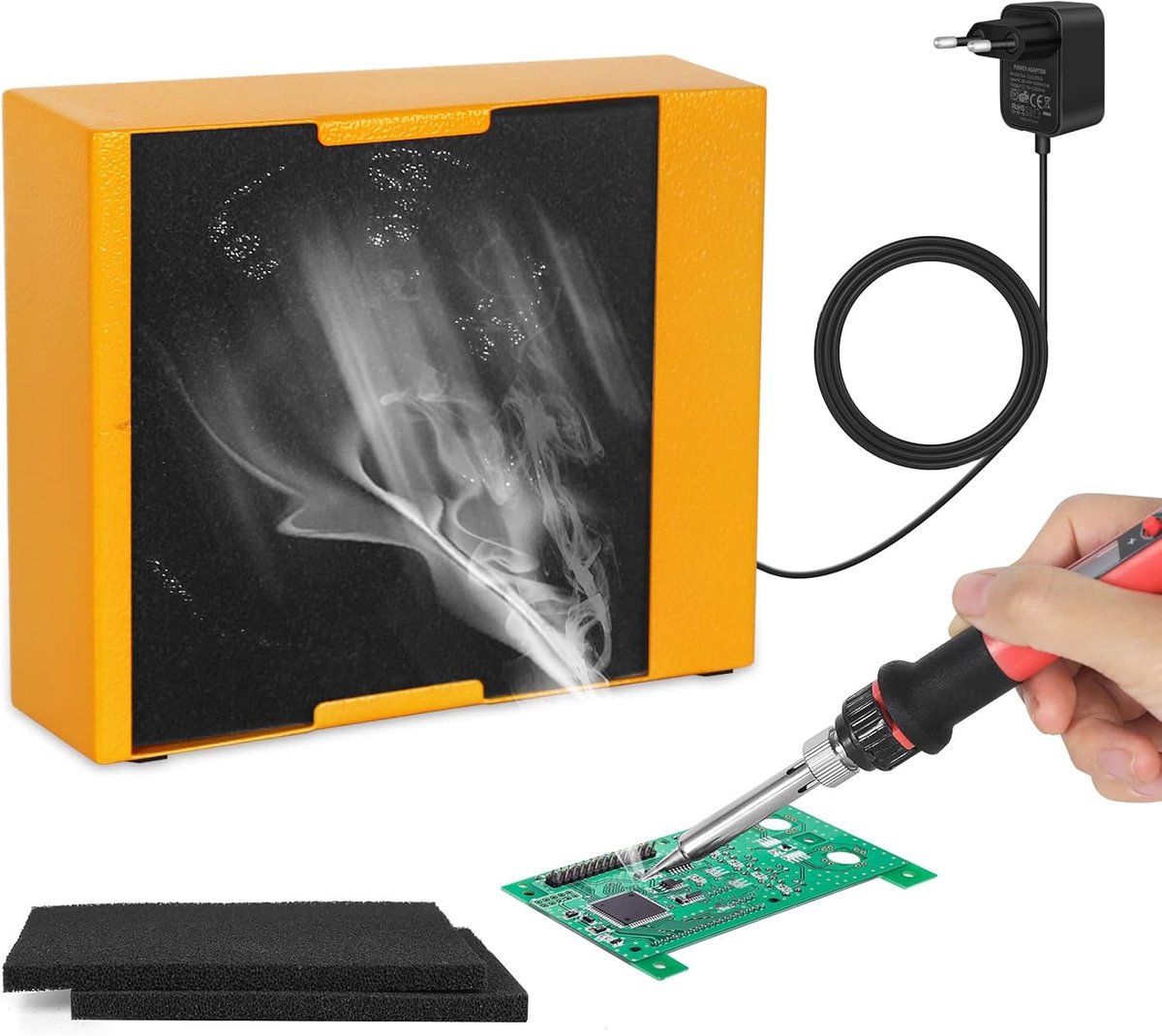 SnelShoppen - Solder Fume Extraction & Rookafzuiger - 12V Solder Fume Extractor met 3 Extra Ventilatorfilters - Ideaal voor Soldering Station, Elektro
