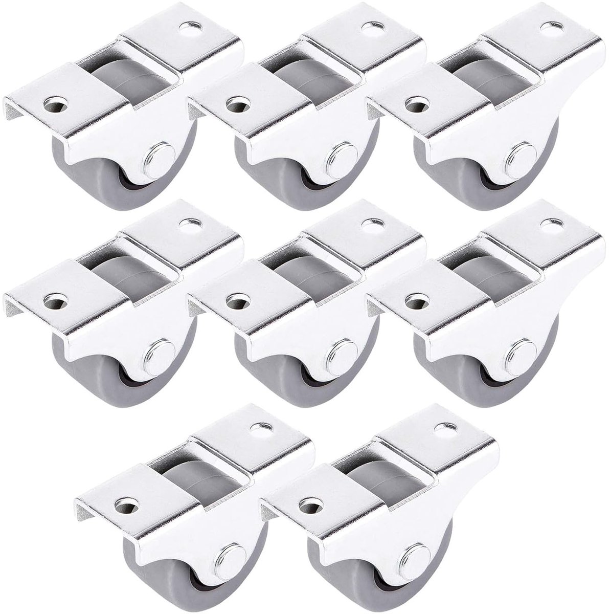 SnelShoppen - 25 mm Mini Wielen voor Meubels en Apparaten - 8 Stuks Rubber en Kunststof in Draaibare Metalen Box - Stil en Robuust