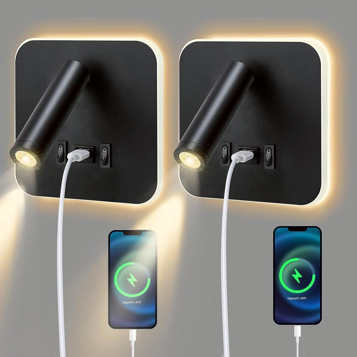 Set van 2 Oplaadbare LED Wandlampen met Bewegingssensor voor Binnengebruik - Ideaal voor T